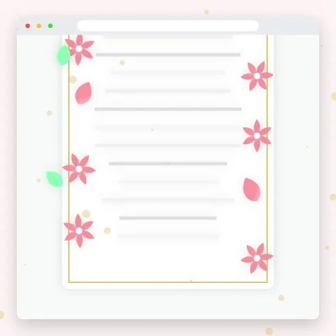 Digital Document Scan Browser Window Mockup with Blurred Text and Confetti Stock Footage 346283405