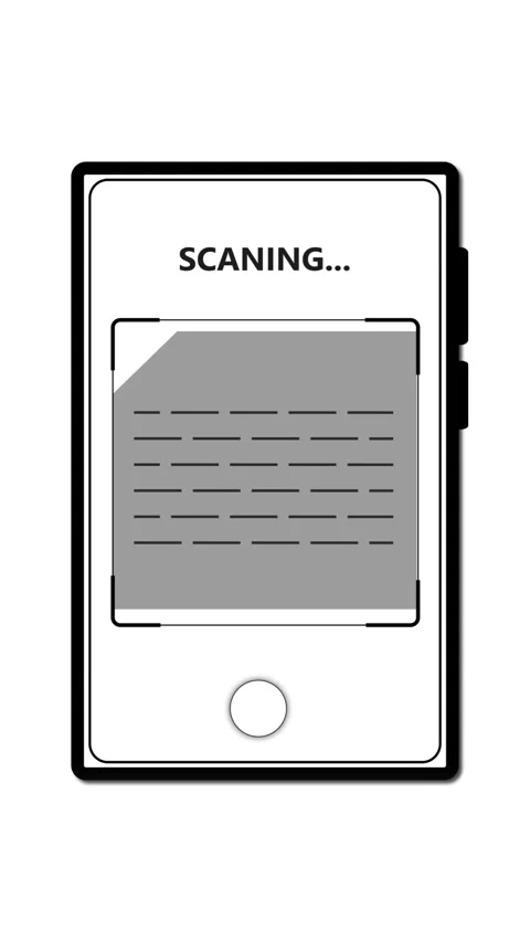 Digital document scanning app animation. Vertical video seamless scan progr.. Stock Footage 341614304