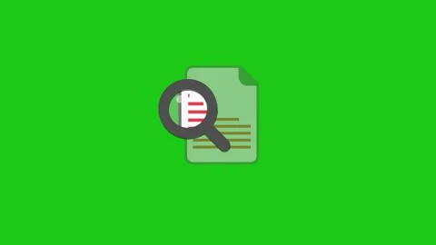 Digital Document Search Icon Green Screen Loop Animation 4K Video Stock Footage 333814095