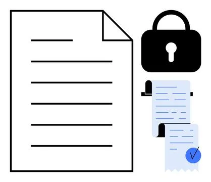 Digital Document Security with Encryption and Verification Stock Illustration