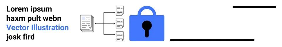 Digital Document Security with Flowchart and Blue Lock Icon Representing Pr.. Stock Illustration
