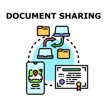 Digital document sharing and collaboration network concept Stock Illustration