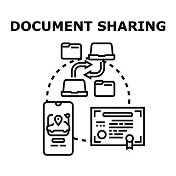 Digital document sharing and collaboration network concept Stock Illustration