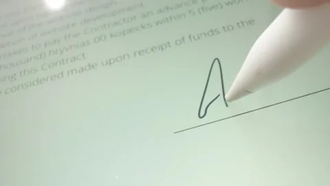 Digital Document Signing Process with Electronic Signature on Tablet Stock Footage 282960108