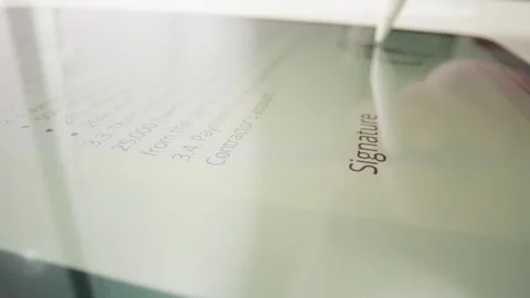 Digital Document Signing Process with Electronic Signature on Tablet Stock Footage 282960573