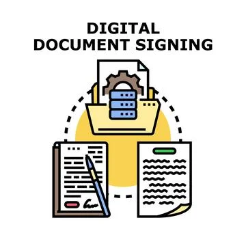 Digital document signing process ensuring online security Stock Illustration