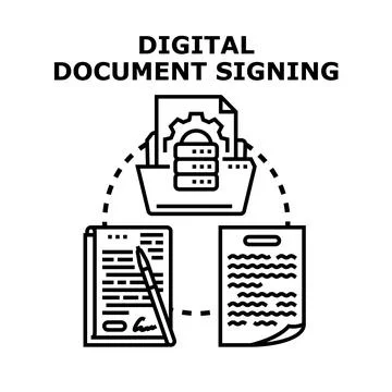 Digital document signing process ensuring online security 스톡 일러스트