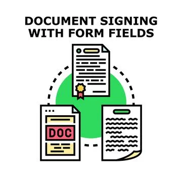 Digital document signing process with online form fields Illustrazione stock
