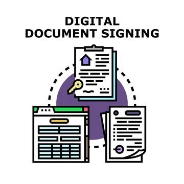 Digital document signing process for property agreement 스톡 일러스트