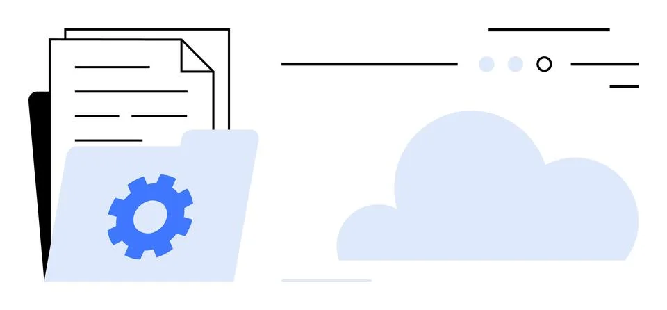 Digital Document Storage with Cloud Integration and Automation Settings Rep.. Stock Illustration