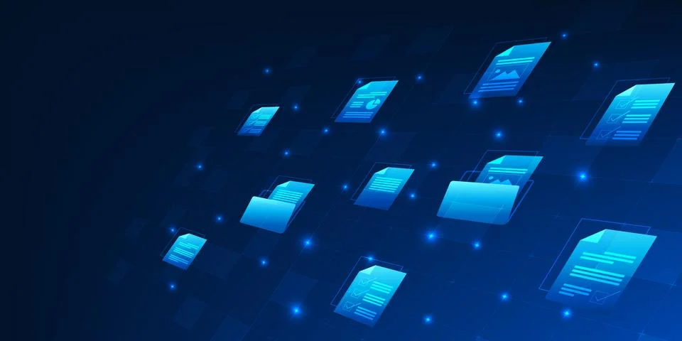 Digital Document Storage, Secure Cloud Files, Internet Access, Server Data .. Stockillustratie