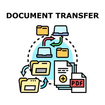 Digital document transfer concept system workflow Stock Illustration