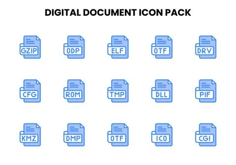 Digital Document Two Colour Scalable Icons Pack Stock Illustration