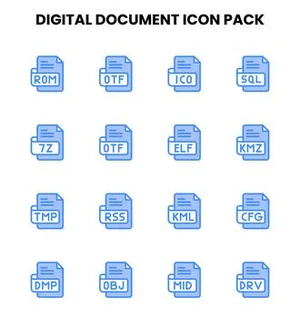 Digital Document Two Colour Set Icons Pack イラスト素材