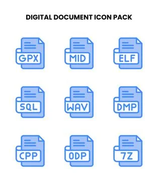 Digital Document Two Colour Set Icons Pack Stock Illustration