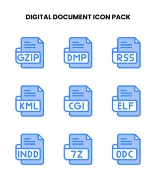 Digital Document Two Colour SVG Icons Pack Illustrazione stock