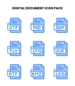 Digital Document Two Colour Vector Icons Pack 스톡 일러스트