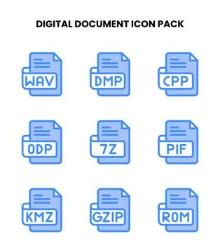 Digital Document Two Colour Vector Icons Pack 스톡 일러스트