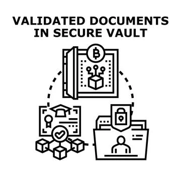 Digital document validation and secure data storage concept Stock Illustration