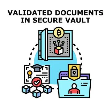 Digital document validation and secure data storage concept Stock Illustration