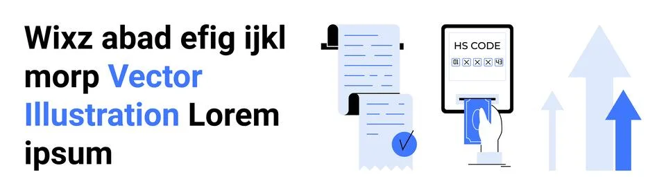 Digital Document Verification Process with HS Code and Growth Indicators Illustrazione stock