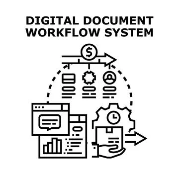 Digital document workflow system automation processing management Stock Illustration