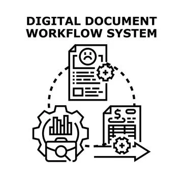 Digital document workflow system optimizing business process Illustrazione stock