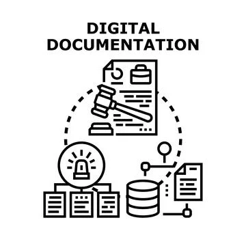 Digital documentation controlling data archiving and legal record keeping Stock Illustration