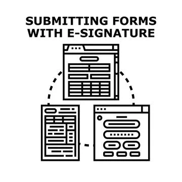 Digital documentation signing secure electronic signature process Stock Illustration
