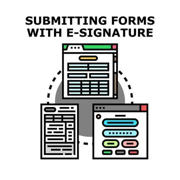 Digital documentation signing secure electronic signature process Stock Illustration