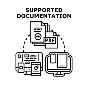 Digital documentation support across multiple devices concept Stock Illustration