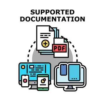 Digital documentation support across multiple devices concept Stock Illustration