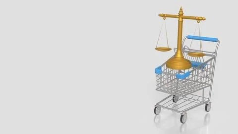 Digital Documents And Legal E commerce Concept With Shopping Cart And Balan.. Stock Illustration