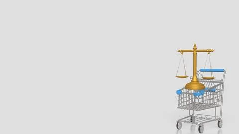 Digital Documents And Legal E commerce Concept With Shopping Cart And Balan.. Ilustración de archivo
