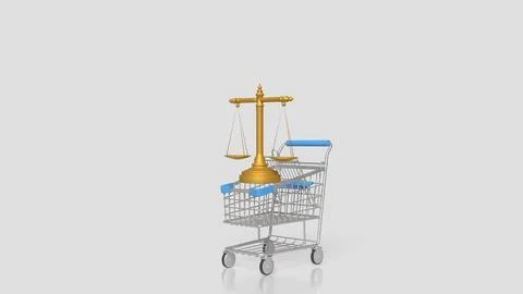 Digital Documents And Legal E commerce Concept With Shopping Cart And Balan.. Stock Illustration