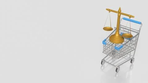 Digital Documents And Legal E commerce Concept With Shopping Cart And Balan.. Stock Illustration