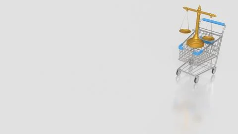 Digital Documents And Legal E commerce Concept With Shopping Cart And Balan.. Stock Illustration