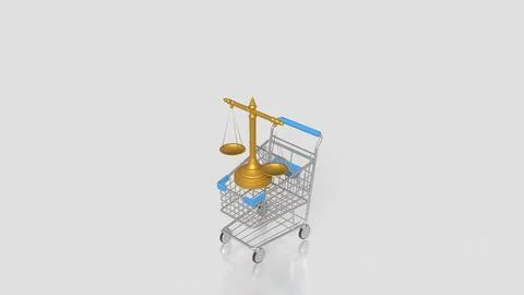 Digital Documents And Legal E commerce Concept With Shopping Cart And Balan.. Stock Illustration
