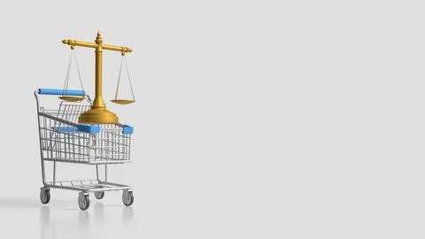 Digital Documents And Legal E commerce Concept With Shopping Cart And Balan.. Stock Illustration