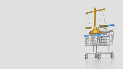 Digital Documents And Legal E commerce Concept With Shopping Cart And Balan.. Stock Photos