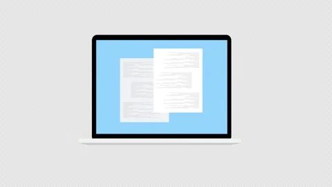 Digital Documents Displayed on Laptop Screen for Online File Management Stock Footage 339779885