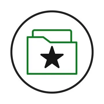 Digital documents organization with star symbol inside folder emblem for ca.. Stock Illustration