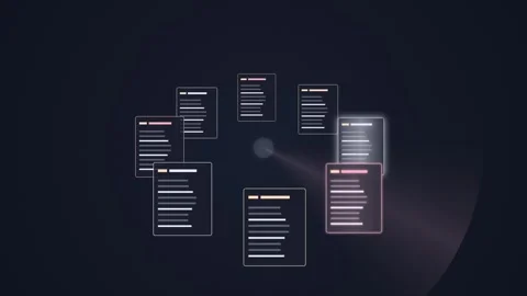 Digital Documents Organized in a Network, Data Management Concept Stock Footage 348416344