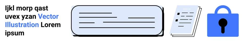 Digital Documents with Security Icon and Text イラスト素材