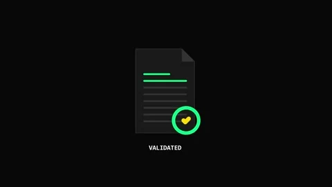 Digital documents validated animation showing the process of electronic Stock Footage 345938438