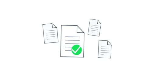 Digital documents validated with secure electronic verification and checkmark Stock Footage 345938518