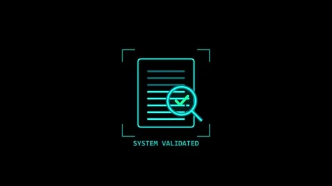 Digital documents validated on a secure screen representing a successful Stock Footage 345938469