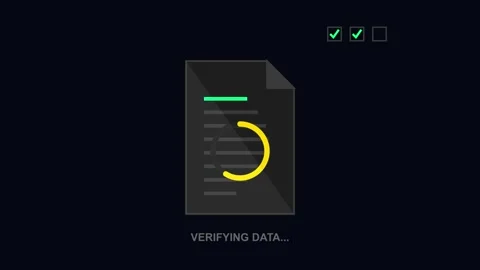 Digital documents validated showing a successful data verification process Video stock 345938497