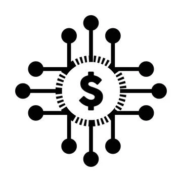 Digital dollar coin icon vector currency symbol for digital transactions Stock Illustration