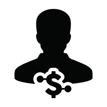 Digital dollar currency icon vector symbol with male user person profile avatar Stock Illustration